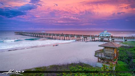 Juno Beach Pier After Sunset Royal Stock Photo