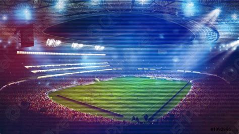 Background Of A Soccer Stadium With Light Effects Full Of Stock Photo