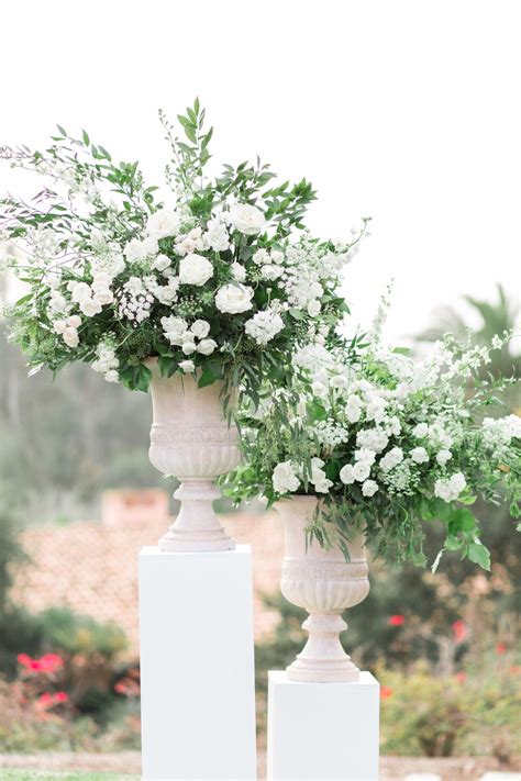 Garden Romantic White Ceremony Pedestal Florals Rancho Valencia