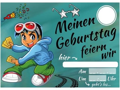 Einen tag vor seinem ersten geburtstag schluckt der kleine eine. elauelue Einladungskarten Kindergeburtstag Jungen - Coole ...
