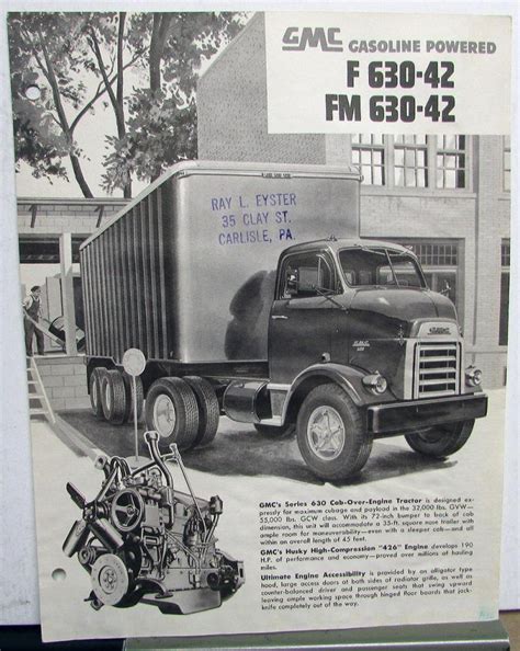 1955 Gmc F And Fm 630 42 Gasoline Truck Data Sheet Sales Brochure Original