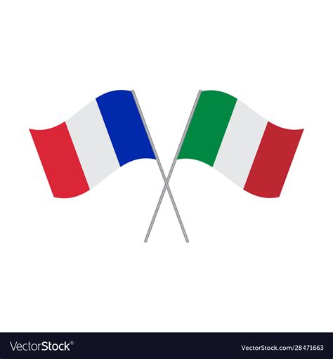 France And Italy Flags Isolated On White Vector Image