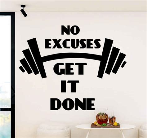 No Excuses Fitness Inspirational Quote Stickers Tenstickers