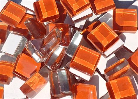 Orange Glass Tiles 1 Cm Crystal Mosaic Tiles Set Of 100 Use For Mosaic Jewelry Sunset