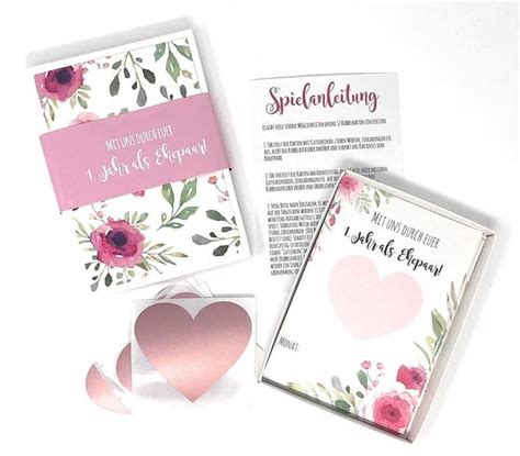 Für das brautpaar nach der hochzeit spalier stehen ist eine wunderbare begrüßung und sorgt für partylaune. Hochzeitsspiel "Mit uns durch euer 1. Jahr" Rubbelkarten ...