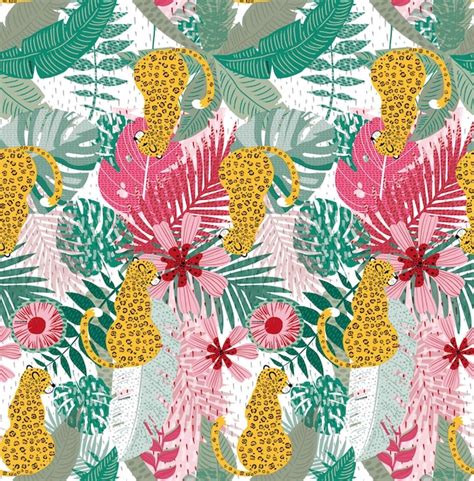 Premium Vector Trendy Seamless Exotic Pattern With Palm Animal