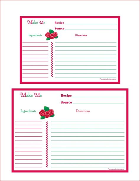 Printable 4x6 Recipe Card Template Printable Templates