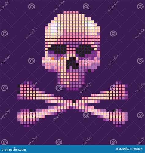 Skull And Crossbones Collected From Pixels On Stock Vector