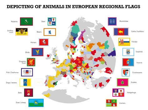 Map of Europe with animals in their region flags/coat of arms. I made ...