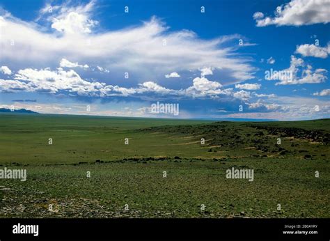 Mongolia Gobi Desert Near Dalanzadgad Grasslands Steppes Stock