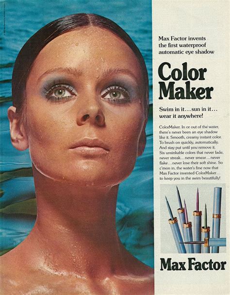 1972 Cosmetics Ad Max Color Maker Waterproof Eye Shadow Girl In Pool