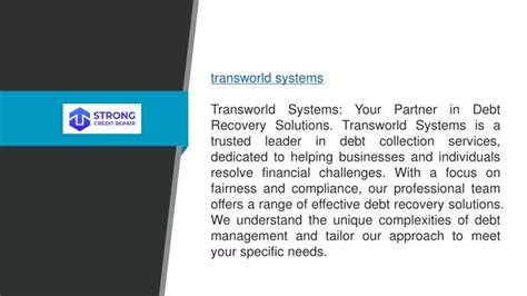 Ppt Transworld Systems Powerpoint Presentation