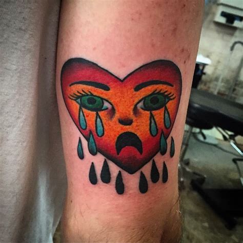 Crying Heart Tattoo By David Wilson At Ironclad Tattoo Gallery In