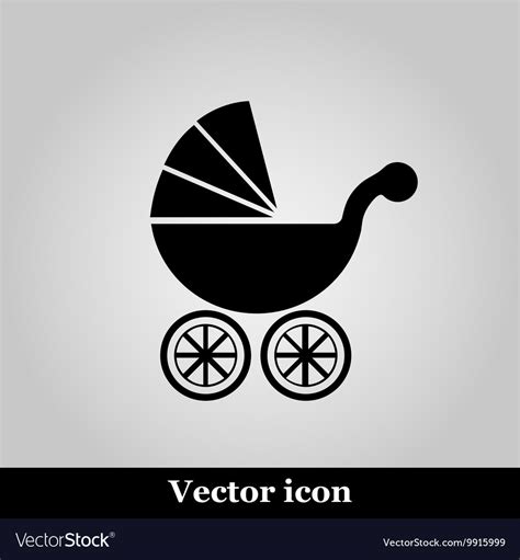 Isolated Black Baby Carriage Silhouette Royalty Free Vector
