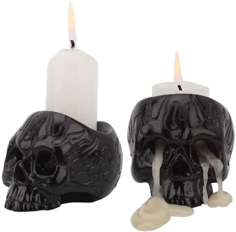 Skeleton Skull Candle Holder Tealight Cup Resin Candlestick Crafts Set