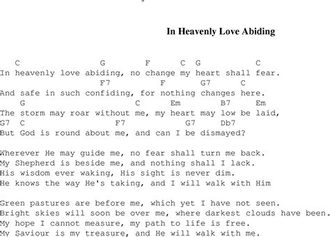 In Heavenly Love Abiding Christian Gospel Song Lyrics And Chords