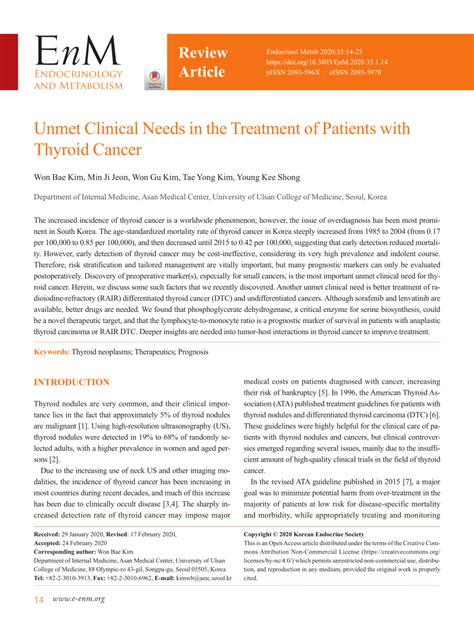 Pdf Unmet Clinical Needs In The Treatment Of Patients With Thyroid Cancer