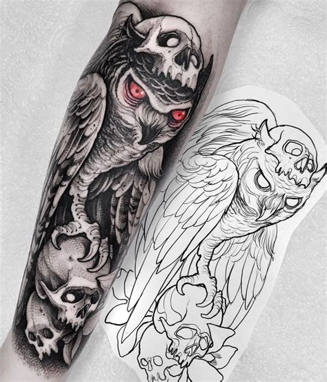 The Illustrative Blackwork Of Bruno Santos Owl Tattoo