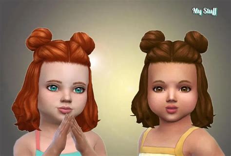 Medium Space Buns For Toddlers Toddler Sims 4 Toddler Hair Pack