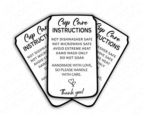 Libbey Glass Can Care Card Printable Cup Care Instructions Etsy In