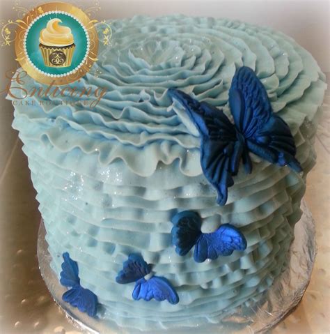 Baby Blue Ruffled Butterfly Cake
