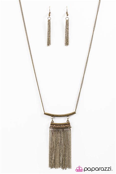 Paparazzi Tempting Temptress Brass Necklace And Earring Set