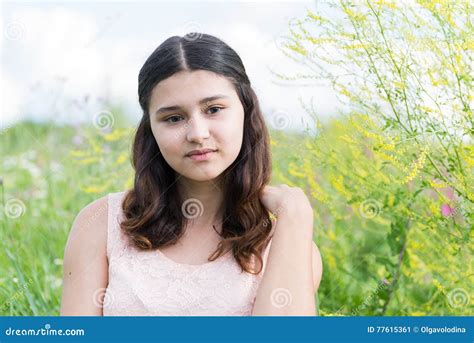 Young Girl Resting On Meadow In Summer Stock Image Image Of Girl