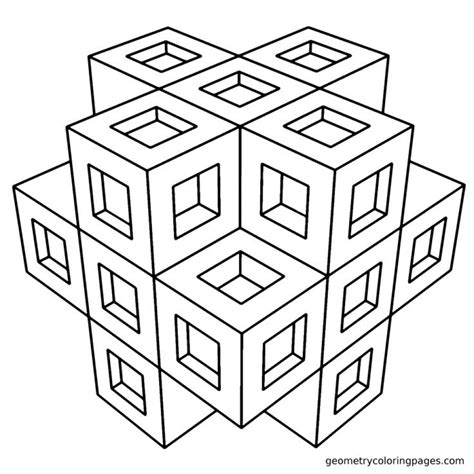 Geometric 3d Coloring Pages Coloringpageone