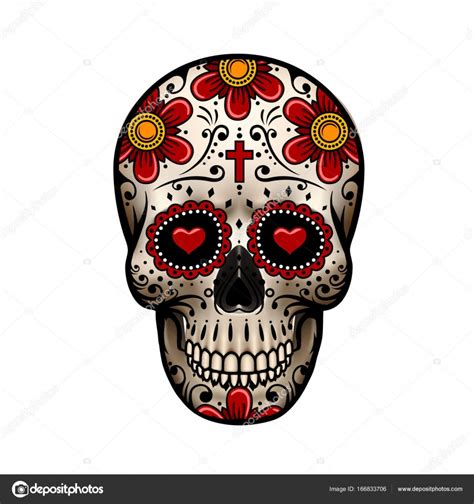 Day Of The Dead Skull Skull Sugar Flower Stock Vector By ©hobbitart