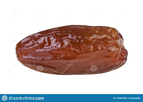 Single Dried Date Fruit On White Background Full Depth Of Field Stock