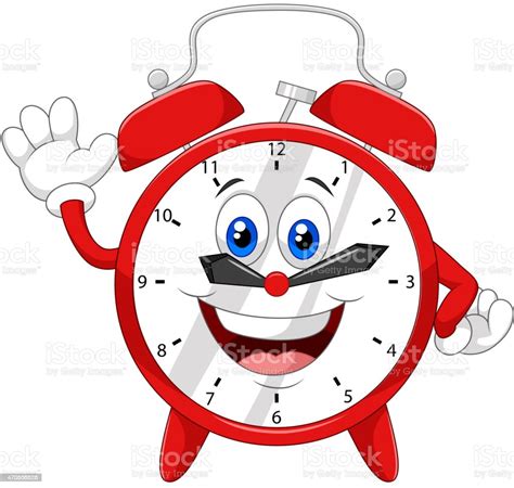 Cartoon Clock Waving Hand Stock Illustration Download Image Now