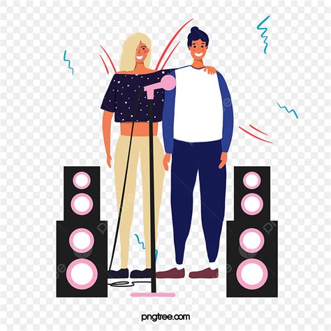 Festival Stage Clipart Vector Cartoon Hand Drawn Stage Singing Music