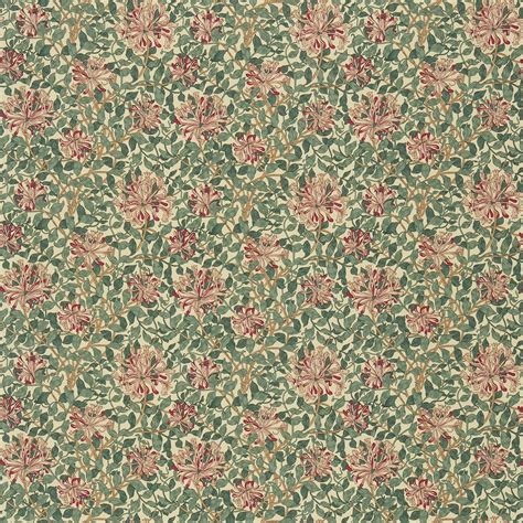 Honeysuckle Cream/Wine Fabric by William Morris & Co. - Britannia Rose