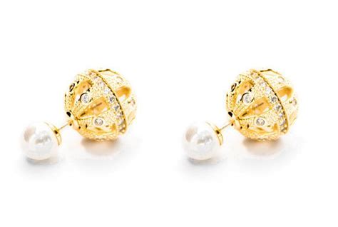 Shambhala Gold Double Ball Earringdouble Pearl Earring Etsy Double