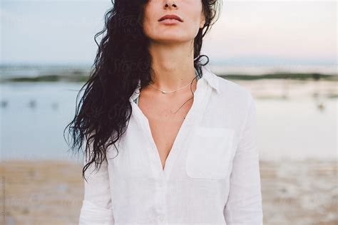 Crop Image Of A Beautiful Black Hair Woman At The Beach By Stocksy Contributor Nabi Tang