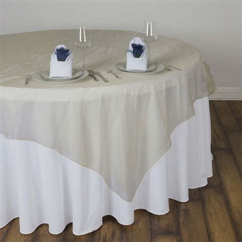 Buy 60 Champagne Square Sheer Organza Table Overlays Pack Of 1