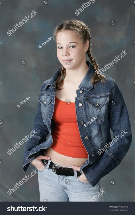 Pretty Young Teen Girl Wearing Blue Stock Photo 45951946 Shutterstock