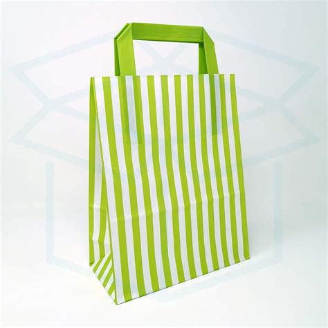 We Can Source It Ltd Green Candy Stripe Paper Carrier Bags Sos