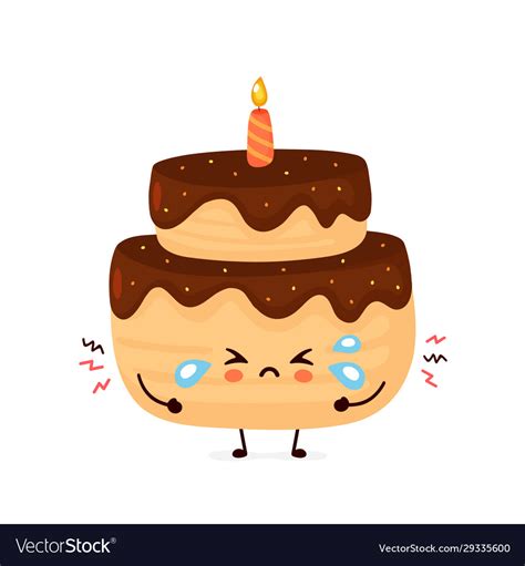 Cute Sad Cry Layered Birthday Party Cake Vector Image