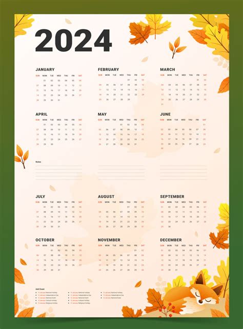 Календарь осенний на 2024 год с листьями скачать бесплатно шаблон в