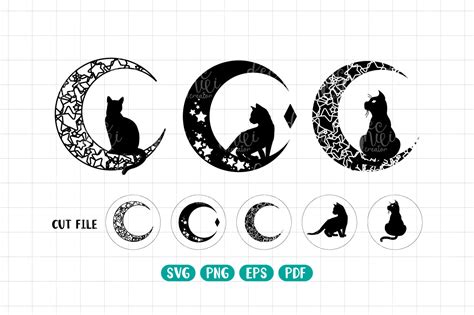 Moon Cat Svg Cat On The Moon Png Graphic By Decnuicreator · Creative