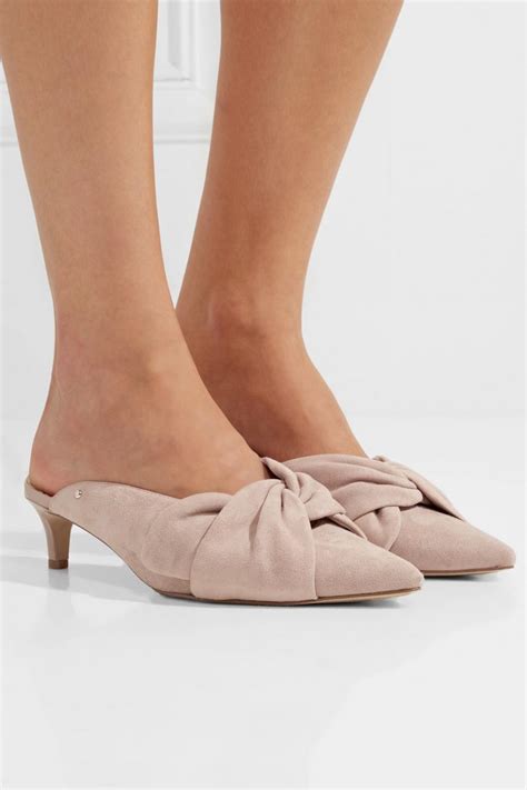 Sam Edelman Womens Laney Bow Embellished Suede Mules Pink Pink Mules ⋆
