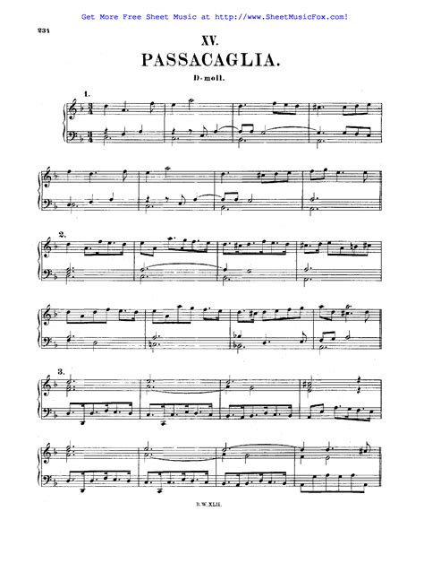 Free Sheet Music For Passacaglia In D Minor Witt Christian Friedrich