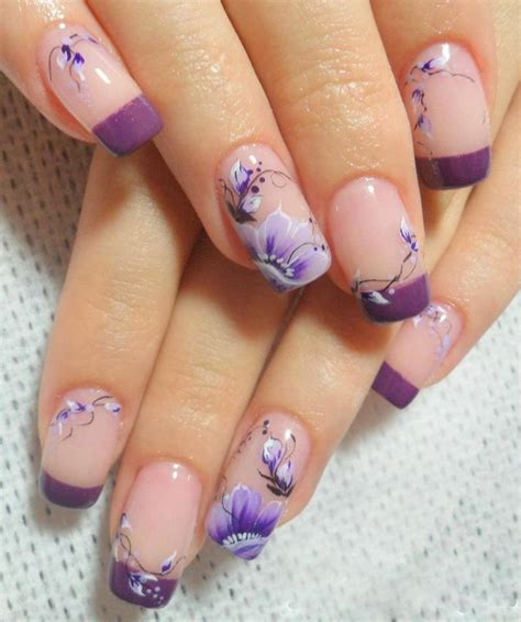 Be sure that you have all the things ready before you start with these nail designs, like tweezers, glue and polishes. 30 Nail Art That You Will Love | Purple nail art, Floral ...