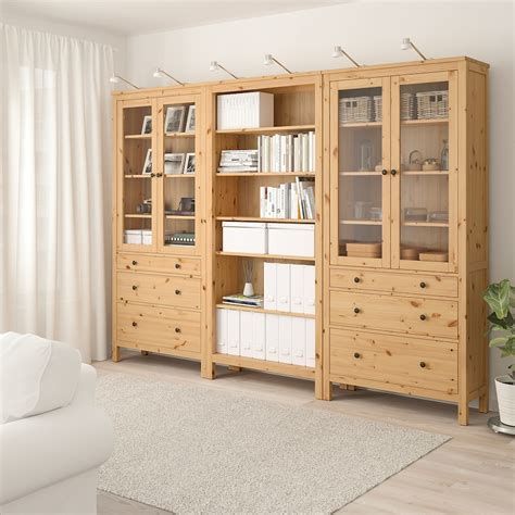 Hemnes Combi Rangement Portestiroirs Brun Clair 270x197 Cm Ikea