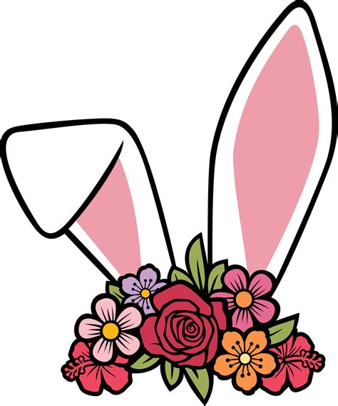 Bunny Ears With Flowers 12636355 Png