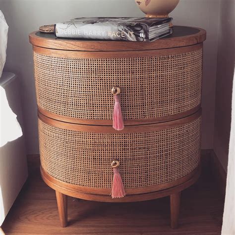 Kinship Rattan Pink Bedside Table | Pink bedside tables, Bedside table