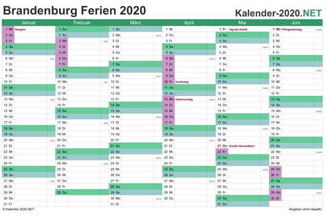 Hier finden sie die monatsarbeitstage und jahresarbeitstage für alle. FERIEN Brandenburg 2020 - Ferienkalender & Übersicht
