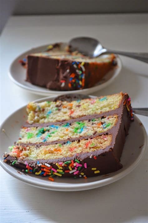Funfetti Cake With Chocolate Fudge Frosting Dessert Cake Recipes