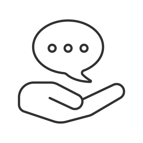 Open Hand With Speech Bubble Linear Icon Free Chatting Thin Line